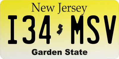 NJ license plate I34MSV