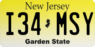 NJ license plate I34MSY