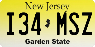 NJ license plate I34MSZ