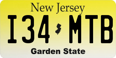 NJ license plate I34MTB