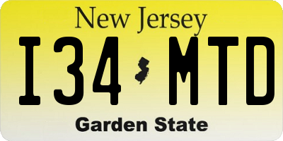 NJ license plate I34MTD