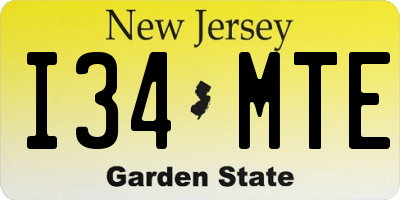 NJ license plate I34MTE