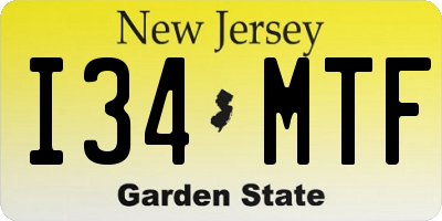 NJ license plate I34MTF
