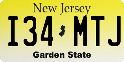 NJ license plate I34MTJ
