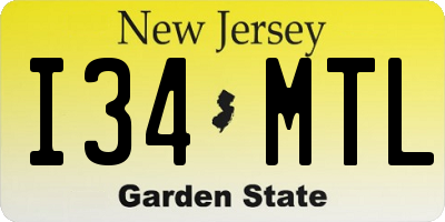 NJ license plate I34MTL