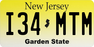 NJ license plate I34MTM