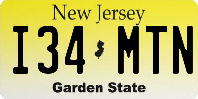 NJ license plate I34MTN