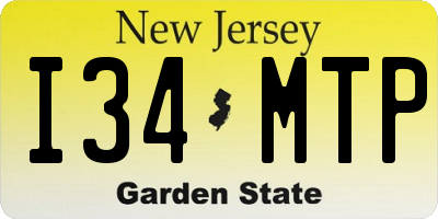 NJ license plate I34MTP