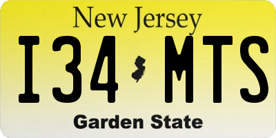 NJ license plate I34MTS