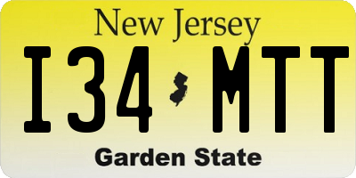 NJ license plate I34MTT