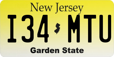 NJ license plate I34MTU