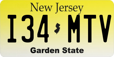 NJ license plate I34MTV