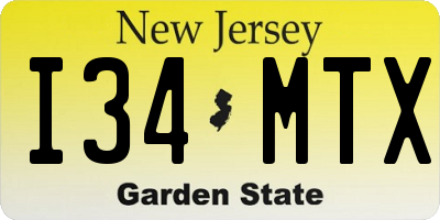 NJ license plate I34MTX