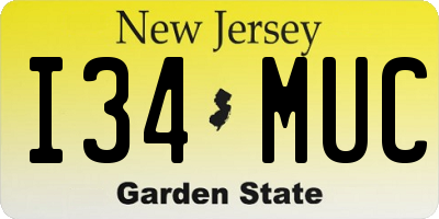 NJ license plate I34MUC