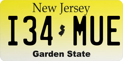 NJ license plate I34MUE