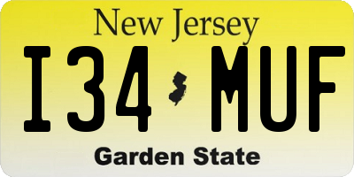 NJ license plate I34MUF