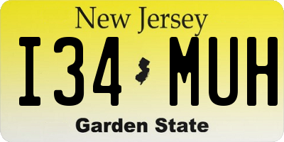 NJ license plate I34MUH