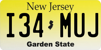 NJ license plate I34MUJ