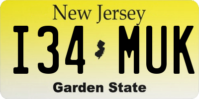 NJ license plate I34MUK