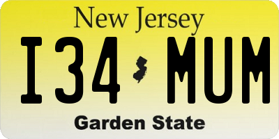 NJ license plate I34MUM