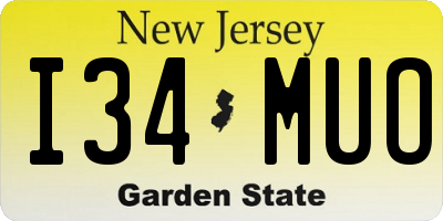 NJ license plate I34MUO