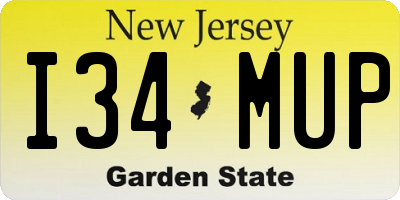 NJ license plate I34MUP