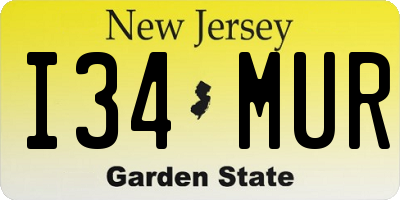 NJ license plate I34MUR