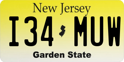 NJ license plate I34MUW