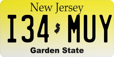 NJ license plate I34MUY
