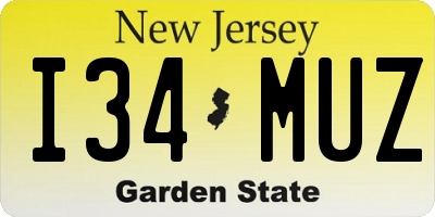 NJ license plate I34MUZ