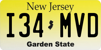 NJ license plate I34MVD