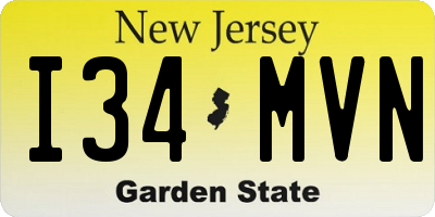 NJ license plate I34MVN