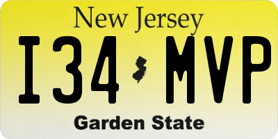 NJ license plate I34MVP