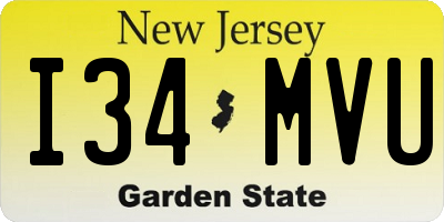 NJ license plate I34MVU