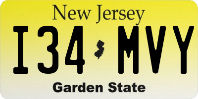 NJ license plate I34MVY