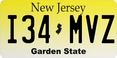 NJ license plate I34MVZ