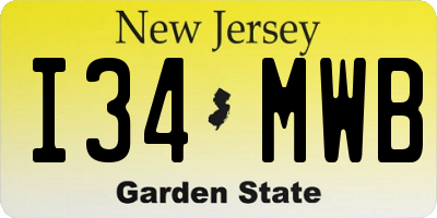 NJ license plate I34MWB