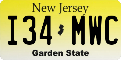 NJ license plate I34MWC
