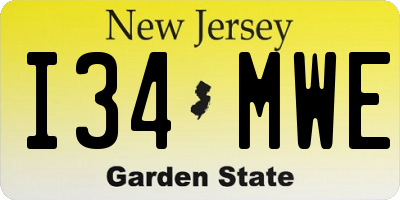 NJ license plate I34MWE