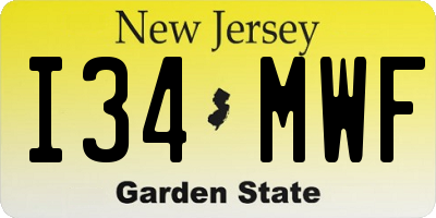 NJ license plate I34MWF