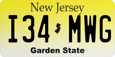 NJ license plate I34MWG