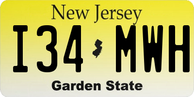 NJ license plate I34MWH