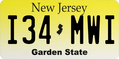 NJ license plate I34MWI
