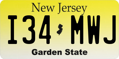 NJ license plate I34MWJ