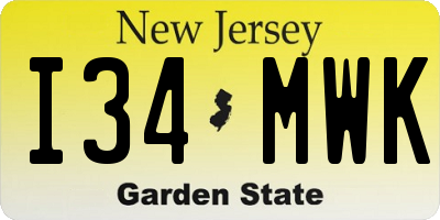 NJ license plate I34MWK