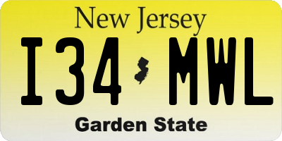 NJ license plate I34MWL