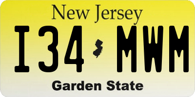 NJ license plate I34MWM