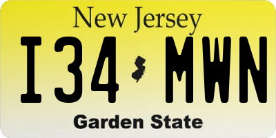 NJ license plate I34MWN