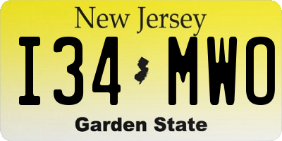NJ license plate I34MWO