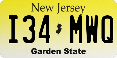 NJ license plate I34MWQ